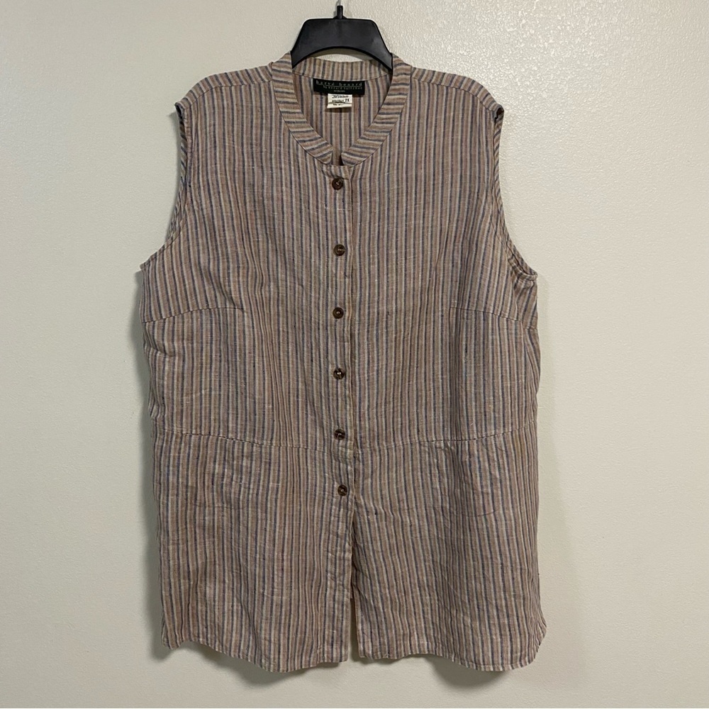Harve Benard 100% linen Button up Top Plus Size 2x